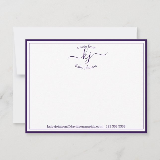 Personalised Purple | From The Desk Of Note Card (Front)