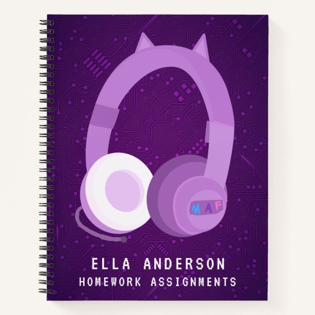 Personalised Purple Gaming Controller School Noteb Notebook (Front)