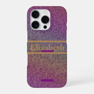 Personalised Purple Glitter Faux Foil Confetti iPhone 16 Pro Case