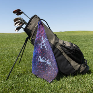 Personalised Purple Glitter Golf Towel