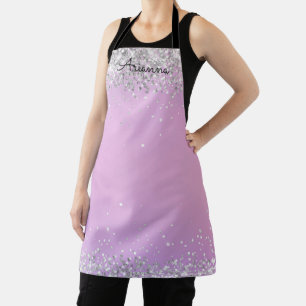 Personalised Purple Glitter Name Kitchen Apron