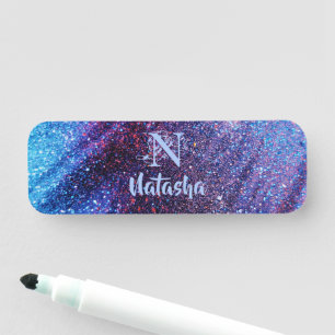 Personalised Purple Glitter  Name Tag