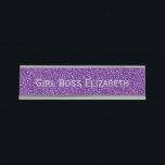 Personalised Purple Glitter Silver Girl Boss Funny Desk Name Plate<br><div class="desc">Personalised Purple Glitter and Silver 'Girl Boss' Funny Desk Name Plate.  Pick a pun for your colleague,  business meeting,  white elephant gift,  holiday party and more.  Perfect for an office holiday party or gift.</div>
