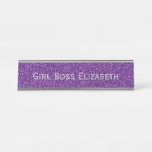Personalised Purple Glitter Silver Girl Boss Funny