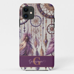 Personalised Purple & Gold Boho Dreamcatchers iPhone 11 Case