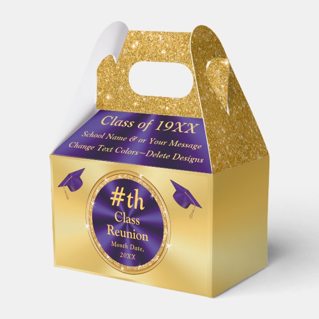 Personalised Purple Gold, Class Reunion Favours, Favour Box (Front Side)