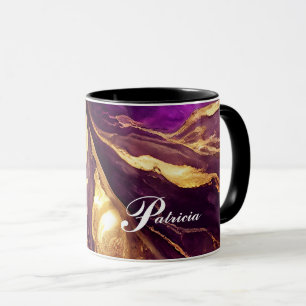 Personalised Purple, & Gold Marble Mug