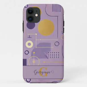 Personalised Purple & Gold Scandinavian Minimalist iPhone 11 Case