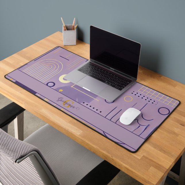 Personalised Purple & Gold Scandinavian Minimalist Desk Mat (Office 2)