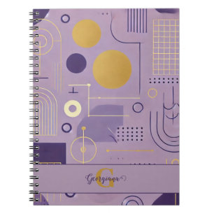 Personalised Purple & Gold Scandinavian Minimalist Notebook