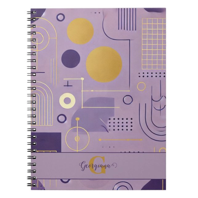Personalised Purple & Gold Scandinavian Minimalist Notebook (Front)