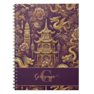 Personalised Purple & Gold Victorian Chinoiserie Notebook