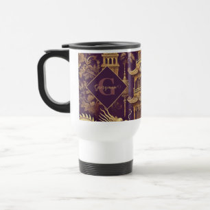 Personalised Purple & Gold Victorian Chinoiserie Travel Mug
