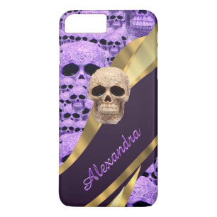 Personalised purple gothic skull iPhone 8 plus/7 plus case