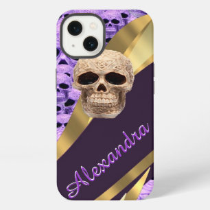 Personalised purple gothic skull iPhone 13 case