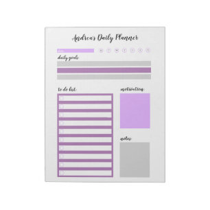 Personalised Purple Grey Daily Planner Notepad