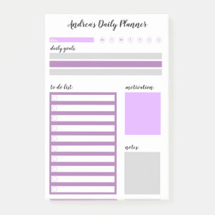 Personalised Purple Grey Daily Planner Post-it Notes