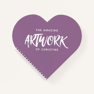 Personalised Purple Heart Artist Sketchbook Notebook