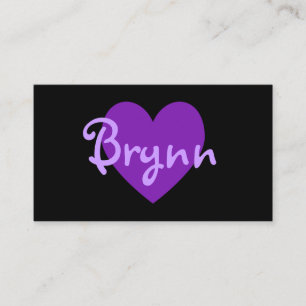 Personalised Purple Heart on Black Business Card