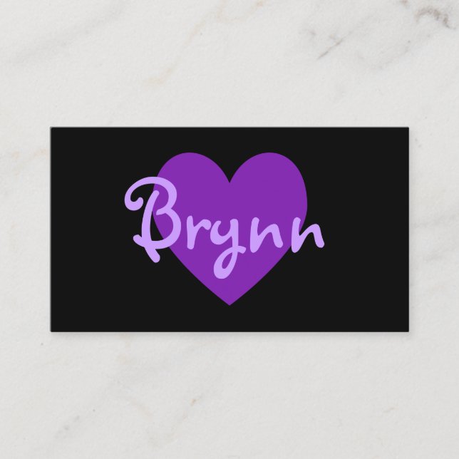 Personalised Purple Heart on Black Business Card (Front)
