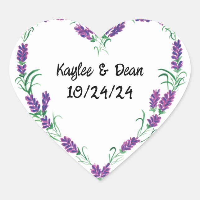 Personalised Purple Heart stickers (Front)