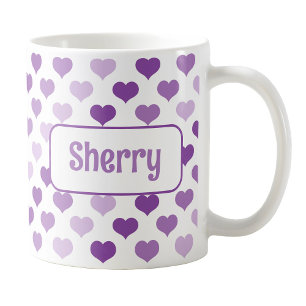 Personalised Purple Hearts Mug