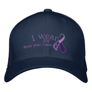 Personalised Purple Hope Spirit Day Ribbon Text Embroidered Hat
