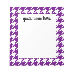 Personalised Purple Houndstooth Notepad