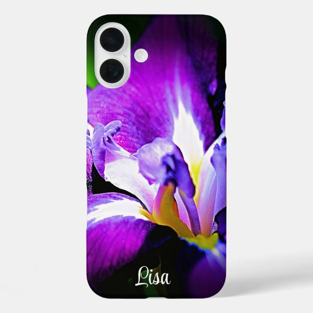 Personalised Purple Iris Flower iPhone Case (Back)