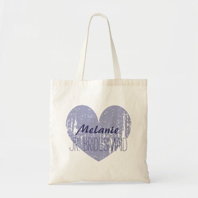 Personalised purple junior bridesmaid tote bag (Front)