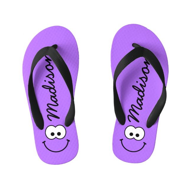 Personalised Purple Kid's Flip Flops (Footbed)