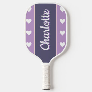 Personalised Purple Lilac Hearts Pickleball Paddle