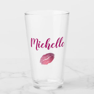Personalised Purple Lip Print Glass