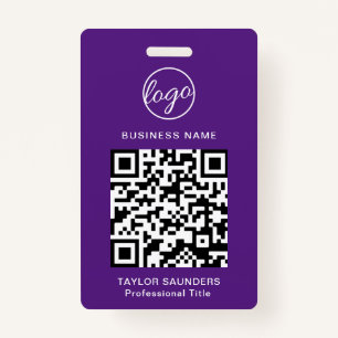 Personalised Purple Logo QR Code Employee ID Work ID Badge