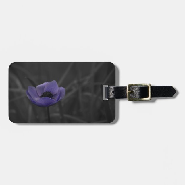 Personalised purple luggage tag (Front Horizontal)