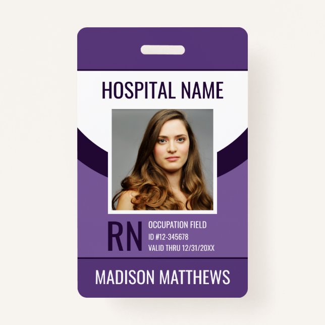 Personalised Purple Medical Employee ID Badge (Front)
