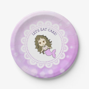 Personalised Purple Mermaid Birthday Cake Plates