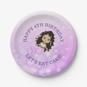 Personalised Purple Mermaid Birthday Cake Plates