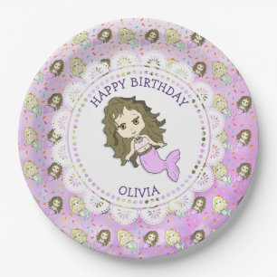 Personalised Purple Mermaid Birthday Plates