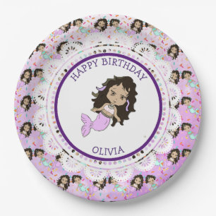 Personalised Purple Mermaid Birthday Plates