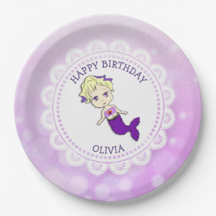 Personalised Purple Mermaid Birthday Plates