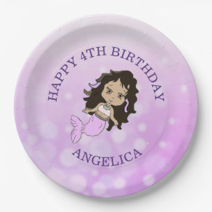 Personalised Purple Mermaid Birthday Plates