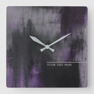 Personalised Purple Modern Abstract Artistic Square Wall Clock