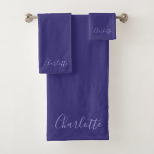 Personalised Purple Modern Simple Bath Towel Set