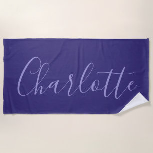 Personalised Purple Modern Simple Beach Towel