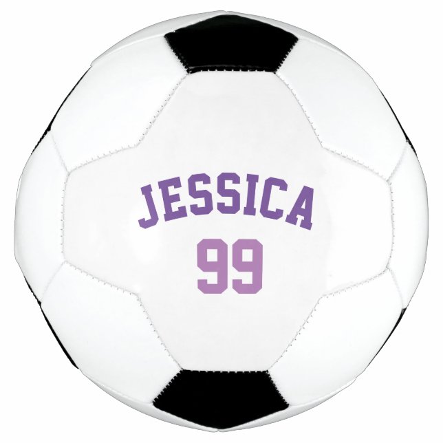 Personalised Purple Name Number Minimalistic Football (Front)