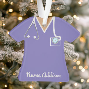Personalised Purple Nurse Scrubs Ornament
