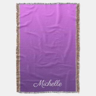 Personalised purple ombre throw blanket
