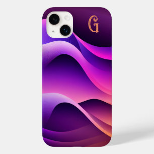Personalised Purple & Orange Waves Case-Mate iPhone 14 Plus Case