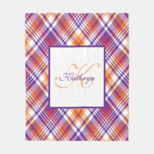 Personalised Purple, Orange & White Plaid Blanket